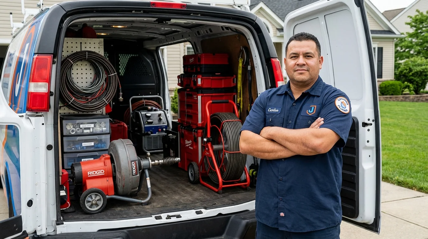 Professional drain cleaning equipment and Johns Plumbing LLC plumber in Des Arc