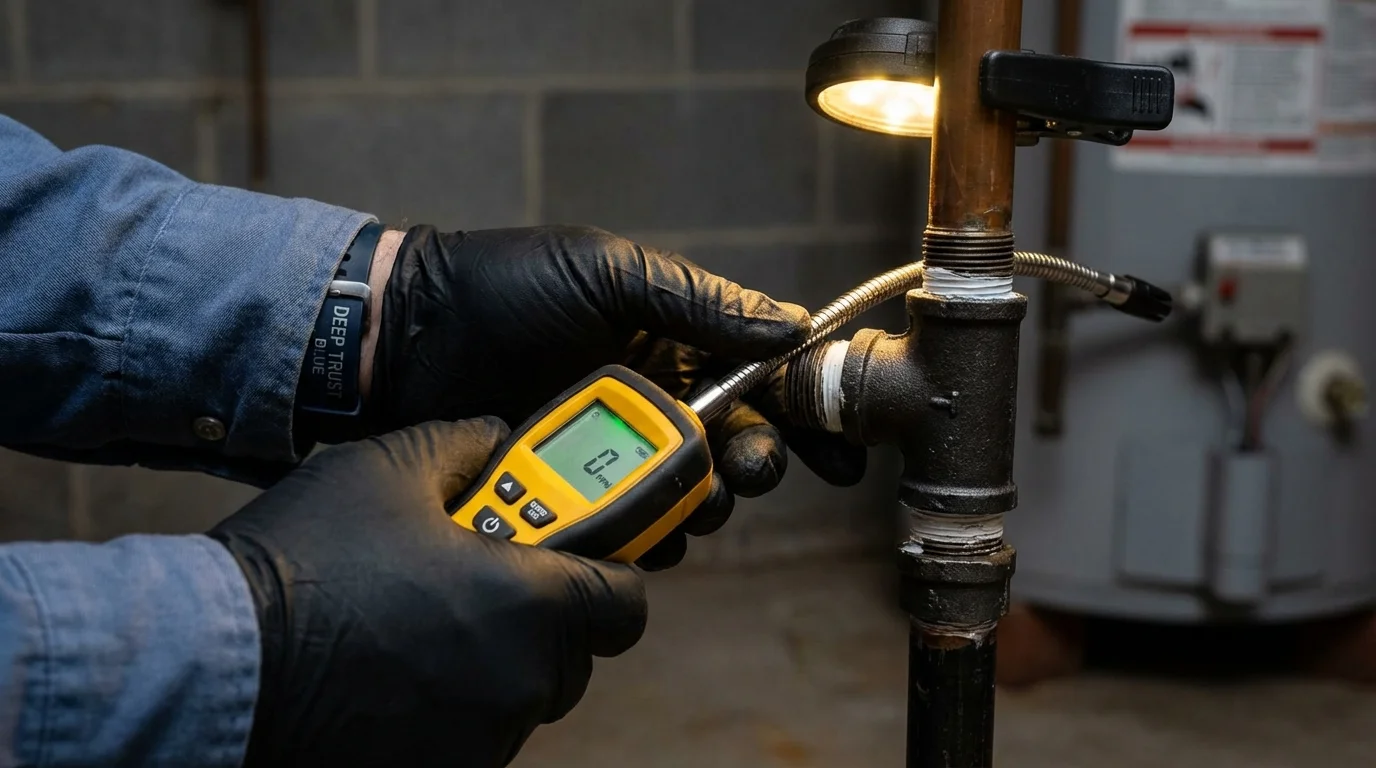 Gas leak detection with electronic sniffer by Johns Plumbing LLC in Des Arc